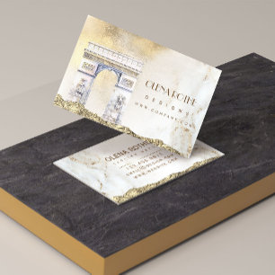 Cartão De Visita Ouro White Marble Designer Scribble