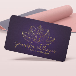 Cartão De Visita Ouro Yoga Lotus Line art