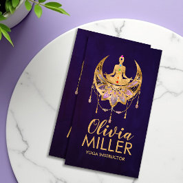 Cartão De Visita Ouro Yoga Lotus Moon - Ametist Fluorite