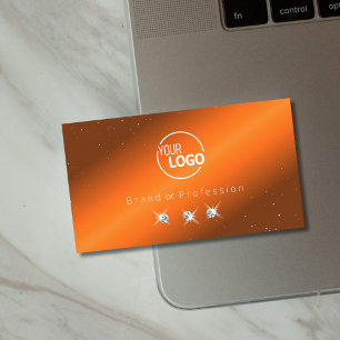 Cartão De Visita Ouros Brilhantes Laranja e Castanho Adicionar Logo