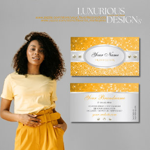 Cartão De Visita Ouros de espuma de laranja prateada