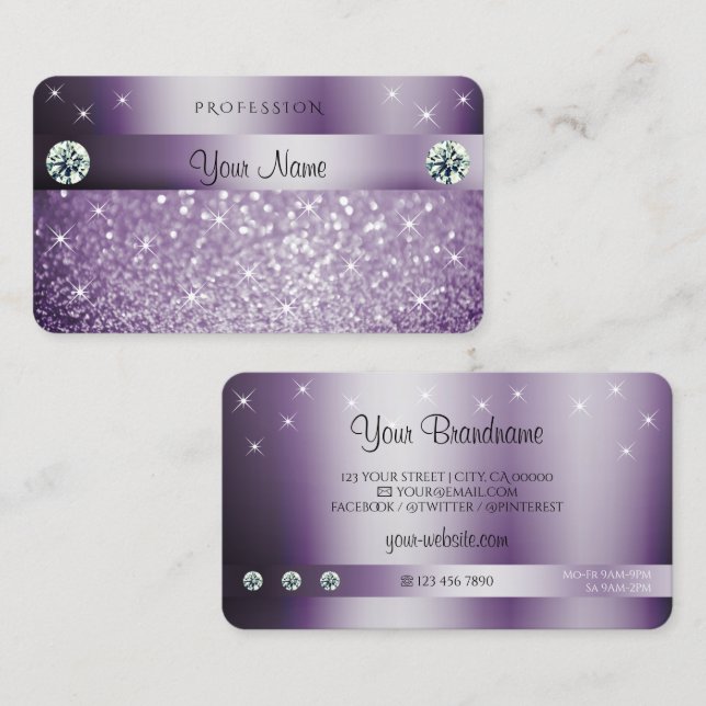 Cartão De Visita Ouros de espuma roxa-espumante Elegante (Frente/Verso)