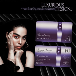 Cartão De Visita Ouros de Gradiente Roxo Shimmering Estrelas Inicia