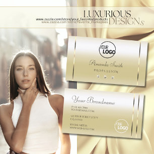 Cartão De Visita Ouros e logotipo de efeito de creme Dourado do Pas