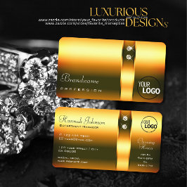 Cartão De Visita Ouros e logotipo de Ornamentado gradiente laranja