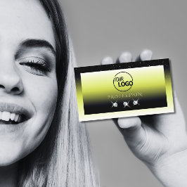 Cartão De Visita Ouros Sparkle de Ombre Amarelo Chic com Logotipo