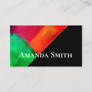 Cartão De Visita ousado abstrato de cor d'água artística moderna co