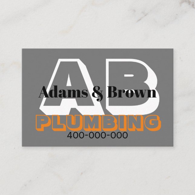 Cartão De Visita ousado moderno para canalizador ou outras cinzas p (Frente)