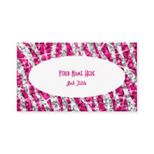Cartão de visita oval branco do rosa da zebra do