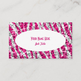 Cartão de visita oval branco do rosa da zebra do