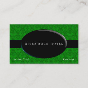 Cartão De Visita Oval Obsidian sobre o Damasco Verde