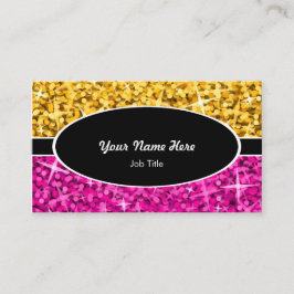 Cartão de visita oval preto cor-de-rosa "Dourado"