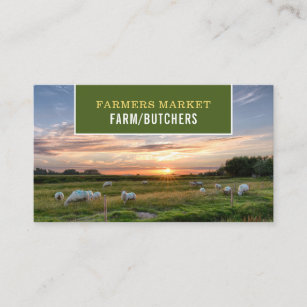 Cartão De Visita Ovinos no Campo, Agricultor e açougueiro