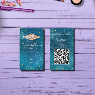 Cartão De Visita OVNI - galáxia artística - código QR