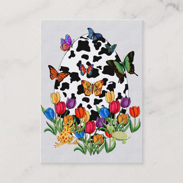 Cartão De Visita Ovo da páscoa da pele da vaca (Frente)