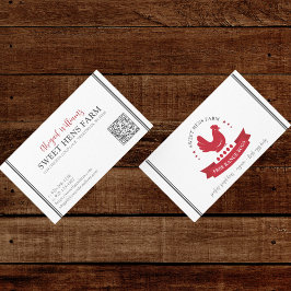 Cartão De Visita Ovos de frango Fazenda Código QR