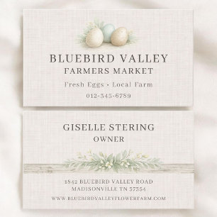 Cartão De Visita Ovos do Mercado de Agricultores Linen Shabby Chic