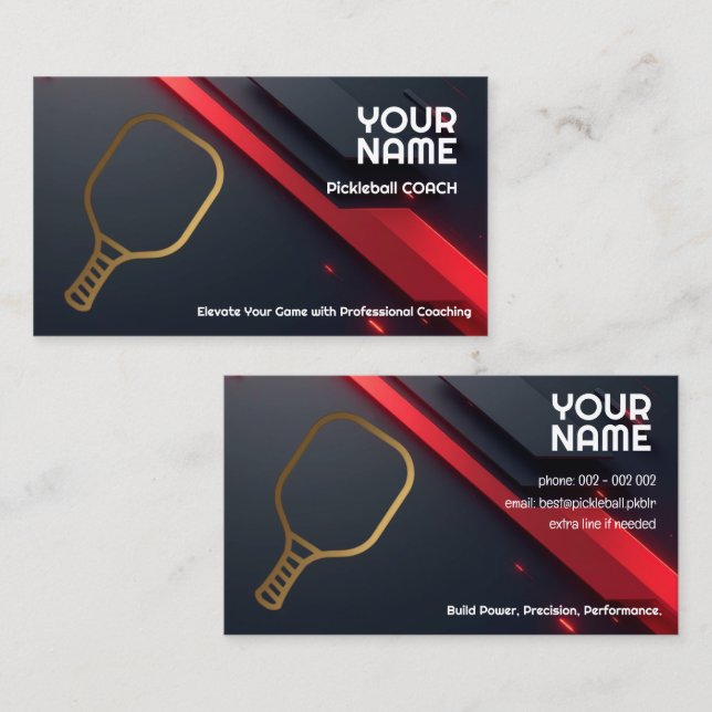 Cartão De Visita Own text, Precision Play Pickleball Coach (Frente/Verso)