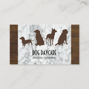 Cartão De Visita Pacote Canino  Cães Formação De Madeira Marble