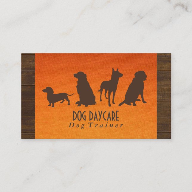 Cartão De Visita Pacote Canino | Formação de cães (madeira e tecido (Frente)