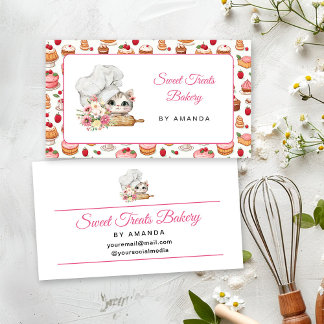 Cartão De Visita Padaria Chef Kitten Rosa