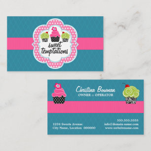 Cartão De Visita Padaria Cupcake Rosa Turquesa