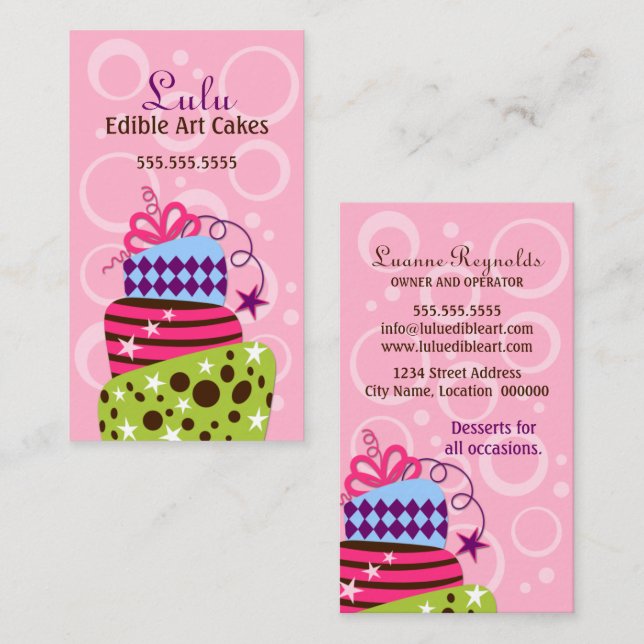 Cartão De Visita Padaria da arte do bolo (Frente/Verso)