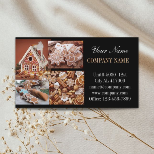 Cartão De Visita padaria de biscoitos de Natal (gingerbread house Christmas cookie bakery Business Card)