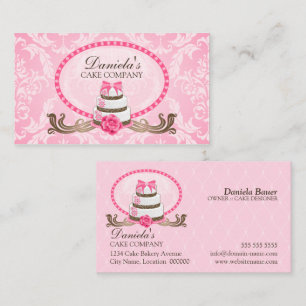 Cartão De Visita Padaria de Bolo Elegante Damask