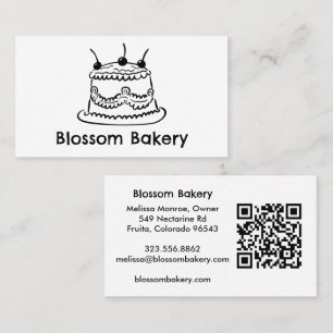 Cartão De Visita Padaria de Bolo Sobremesa Catering QR Desenhado à