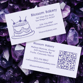 Cartão De Visita Padaria de Bolo Sobremesa Catering QR Desenhado à 