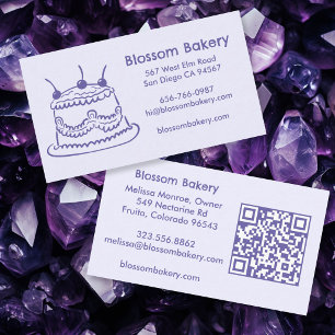 Cartão De Visita Padaria de Bolo Sobremesa Catering QR Desenhado à