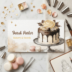 Cartão De Visita Padaria de Bolos Personalizados pastel aquarela  N