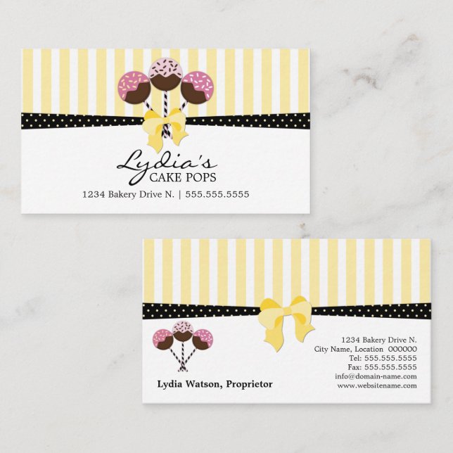 Cartão De Visita Padaria de Cake Pops (Frente/Verso)