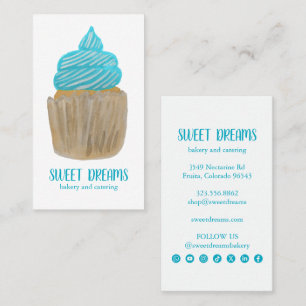 Cartão De Visita Padaria de Catering Sweet Cupcake Ícones Sociais A