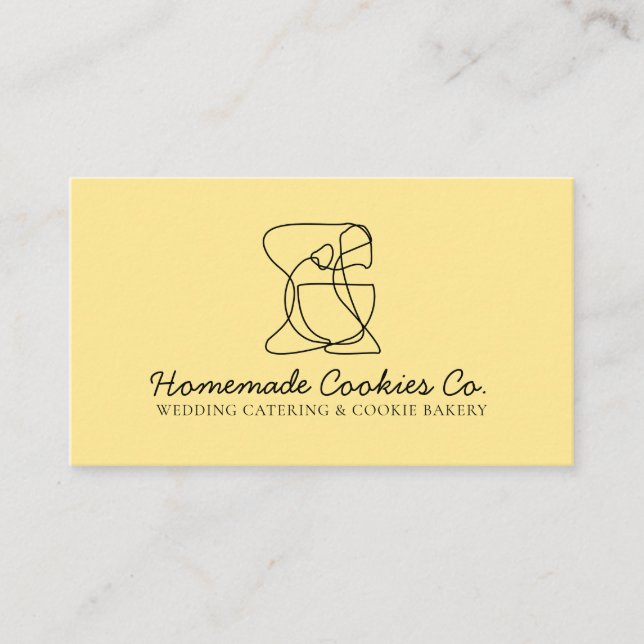Cartão De Visita Padaria de Comida Caseira Simples Chic Amarelo Man (Frente)