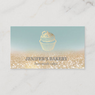 Cartão De Visita padaria de cupcake de ouro moderno