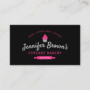 Cartão De Visita Padaria de Cupcake Decoração de Bolo Preto