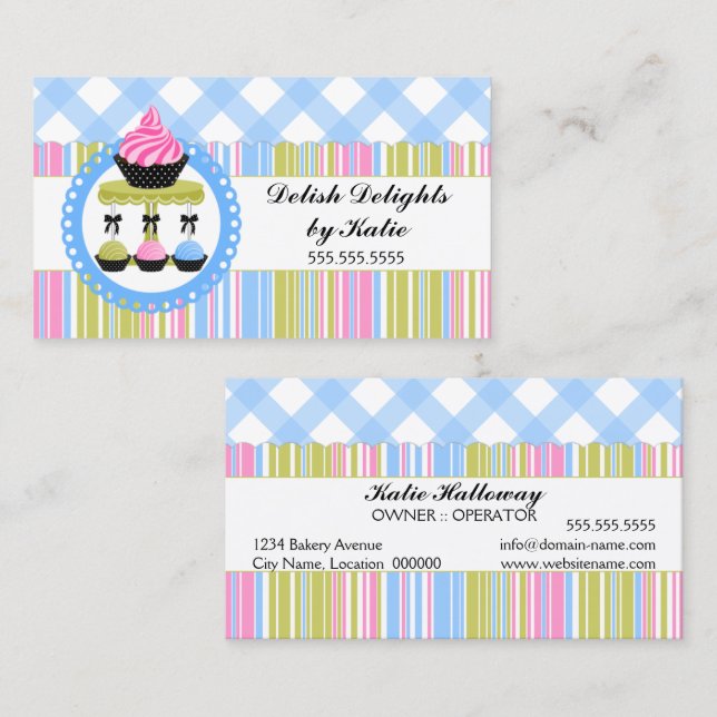 Cartão De Visita Padaria de Cupcake e Cake Pops (Frente/Verso)
