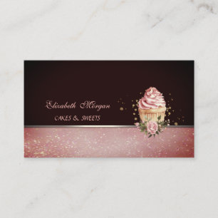 Cartão De Visita Padaria de Cupcake Floral Fofa Adorável