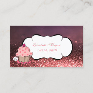 Cartão De Visita Padaria de Cupcake Moderna Fofa Adorável Bokeh