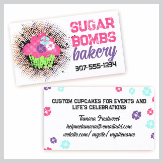 Cartão De Visita padaria de cupcake pastelaria cozinharia cozinhari