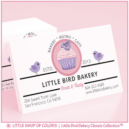 Cartão De Visita Padaria de Cupcake Rosa Personalizada 