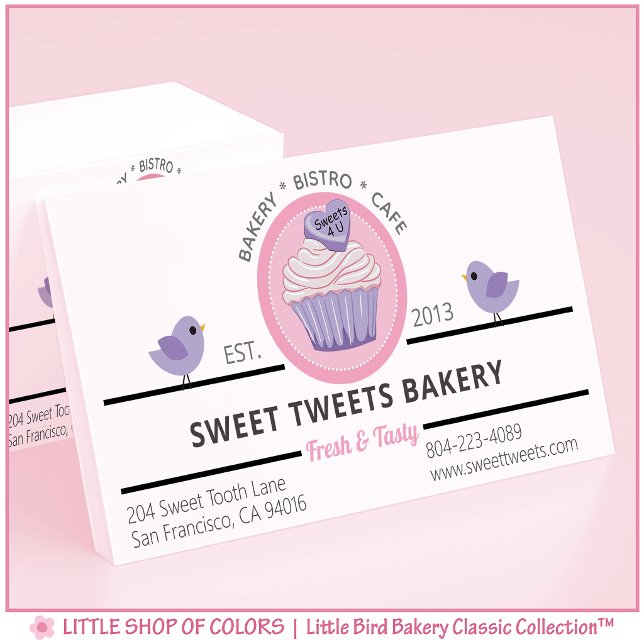 Cartão De Visita Padaria de Cupcake Rosa Personalizada (Criador carregado)