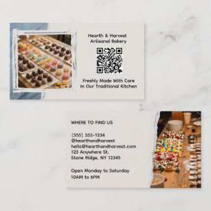 Cartão De Visita Padaria de Doces com Imagem e código QR