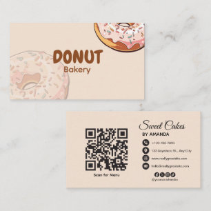 Cartão De Visita Padaria de Donuts Rosa Fofa 