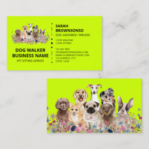 Cartão De Visita Padaria de Petiscos Caseiros para Cães Verde Neon 