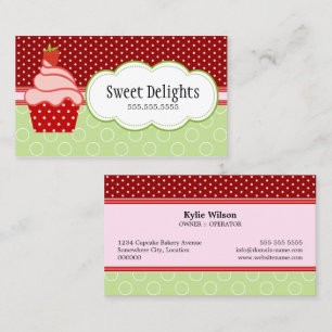 Cartão De Visita Padaria do cupcake da morango