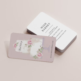 Cartão De Visita padaria elegante, bolo de três camadas vertical