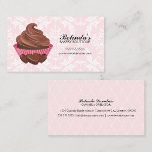 Cartão De Visita Padaria elegante do cupcake do chocolate